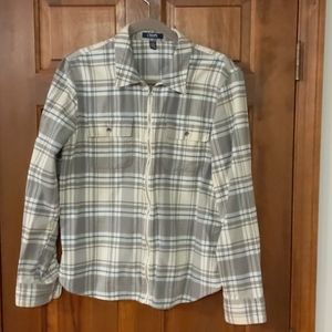 Women's plaid zip front shirt